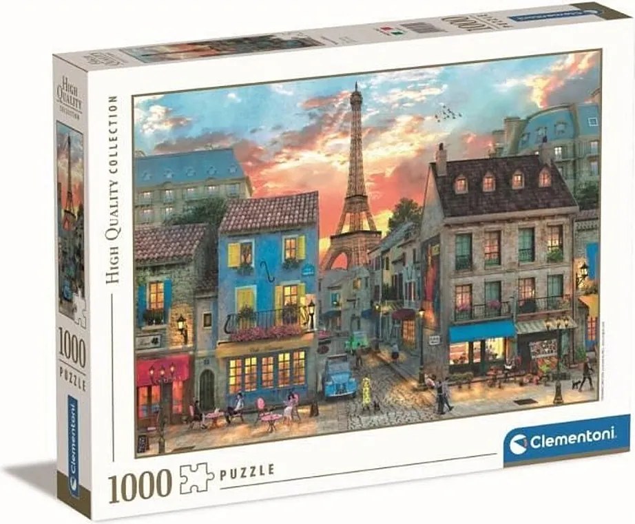 Puzzle Clementoni 1000 elementów Ulice Paryża 70x50 cm - Wielokolorowy, poziomy format, dla dorosłych