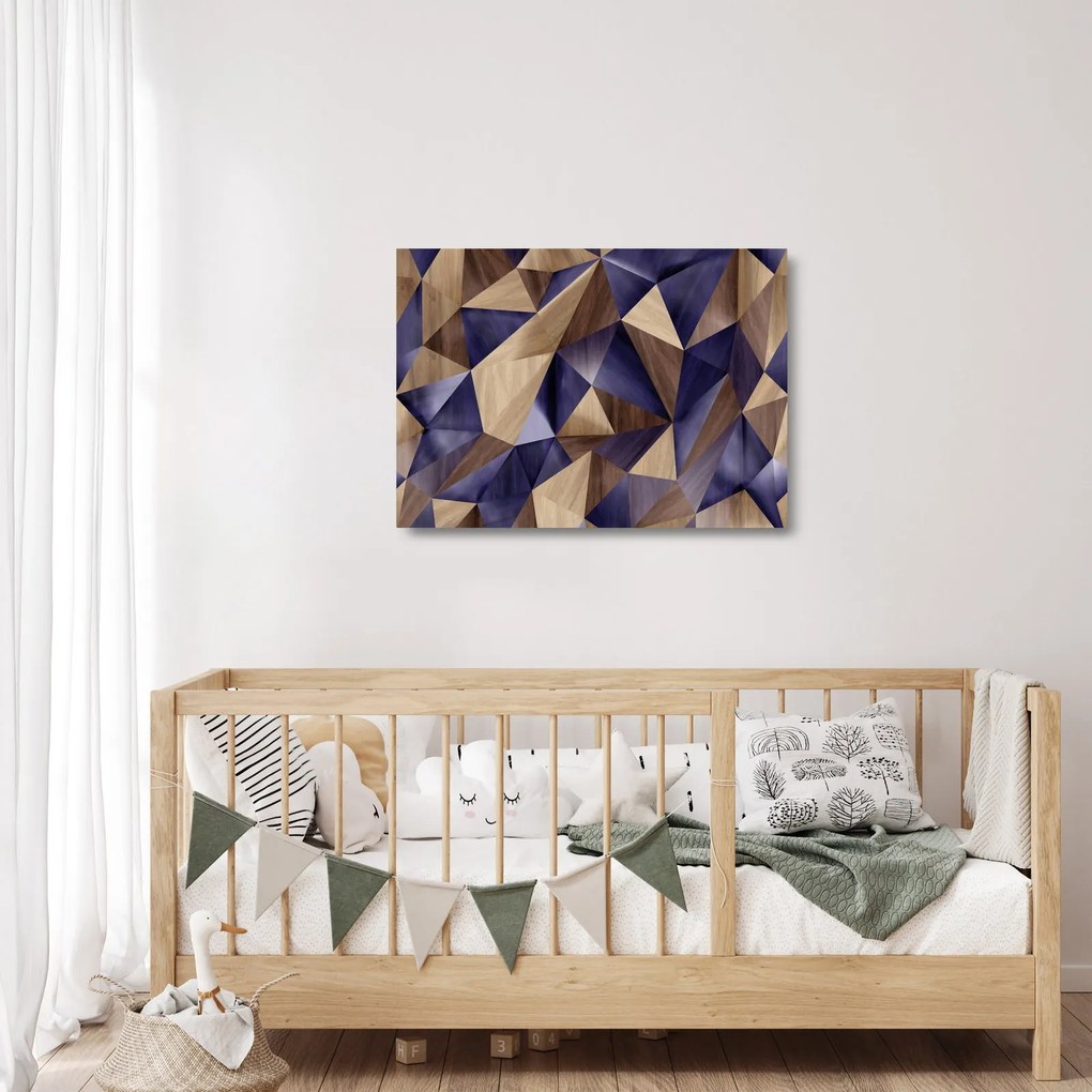 Obraz na szkle - 3D drewniane trójkąty (70x50 cm)