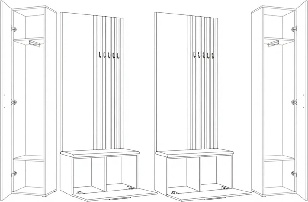 Masseno Garderoba MODULO 241,2/204/40 cm do Przedpokoju Nowoczesna Kaszmir