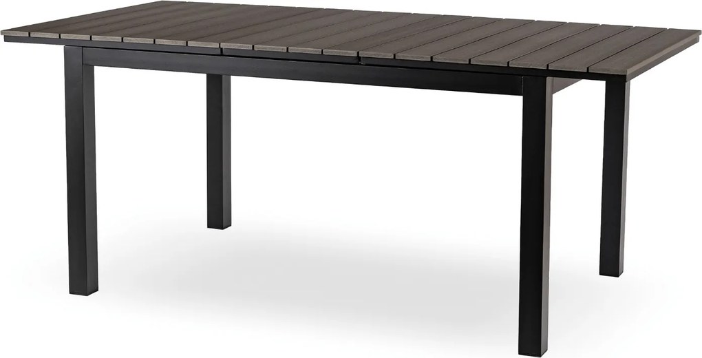 Rozkładany stół ogrodowy, kompozytowy Castello 140-180 cm, blat ciemnoszary dąb, podstawa czarna