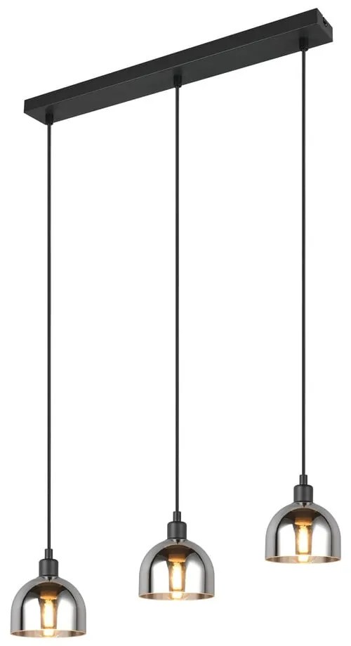 Lampa wisząca w czarno-srebrnym kolorze ze szklanym kloszem Molly – Reality