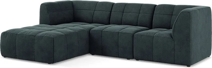 Niebieski aksamitny narożnik (lewostronny/z szezlongiem) Aloha – Makamii