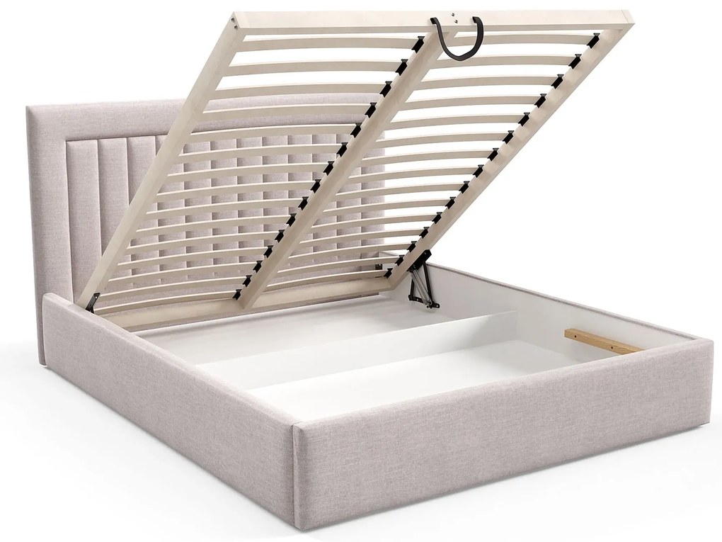 Ciemobeżowe łóżko z pikowanym zagłówkiem 3 rozmiary H2-C65