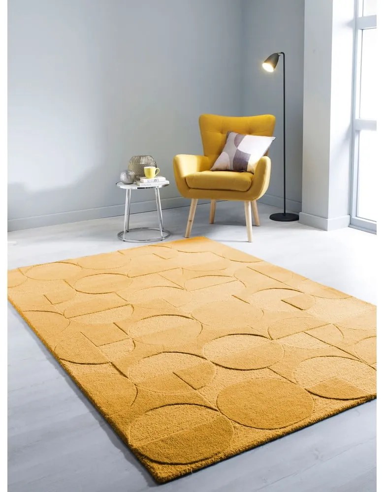 Żółty wełniany dywan Flair Rugs Gigi, 120x170 cm