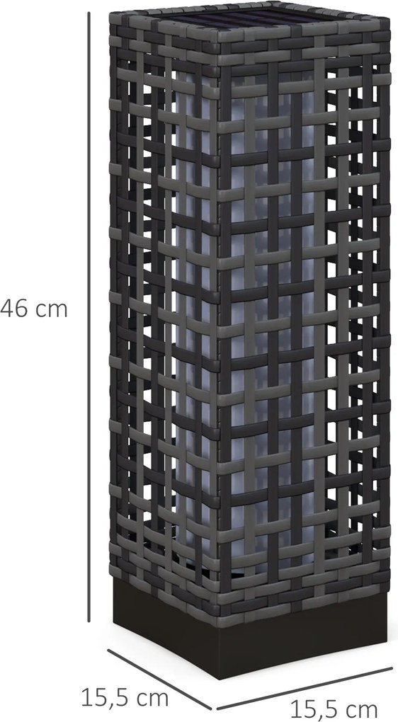 Outsunny Lampa Solarna Rattan Wodoodporna Ogrodowa z Czujnikiem Światła Stal Szary 155x155x46cm | Aosom PL
