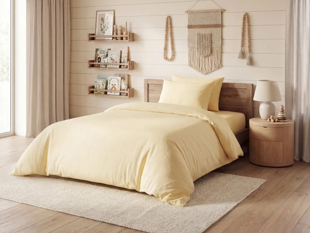 PrzytulneMieszkanie.pl PrzytulneMieszkanie.pl Bawełniana pościel CALMORA jasny żółty Rozmiar pościeli: 2 szt 70 x 90 cm | 160 x 220 cm