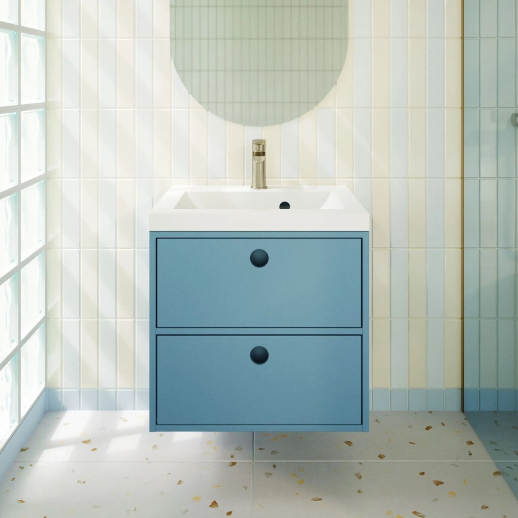 Umywalka wpuszczana w blat z konglomeratu WAVE 60 cm