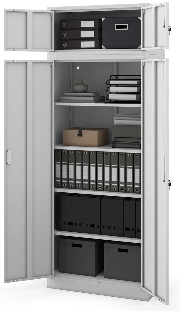 Szafa biurowa na dokumenty z 4 półkami szara, 1750x800x400 mm: JAN Compact