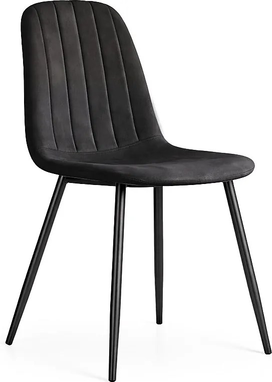 Welurowe krzesło tapicerowane pikowane Czarne LUMO Czarne nogi
