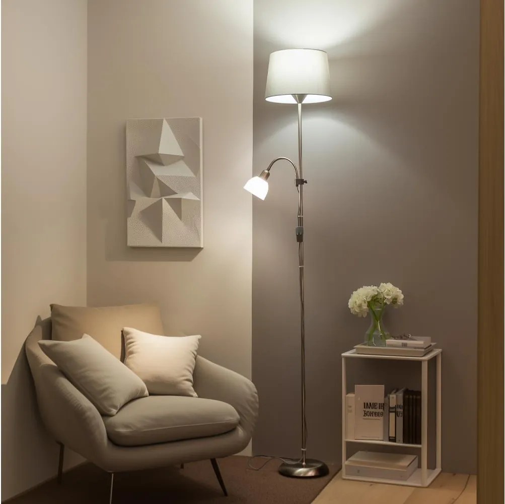 Brilagi - Lampa podłogowa CERIA 2w1 1xE27/100W/230V + 1xE14/25W matowy chrom/szary