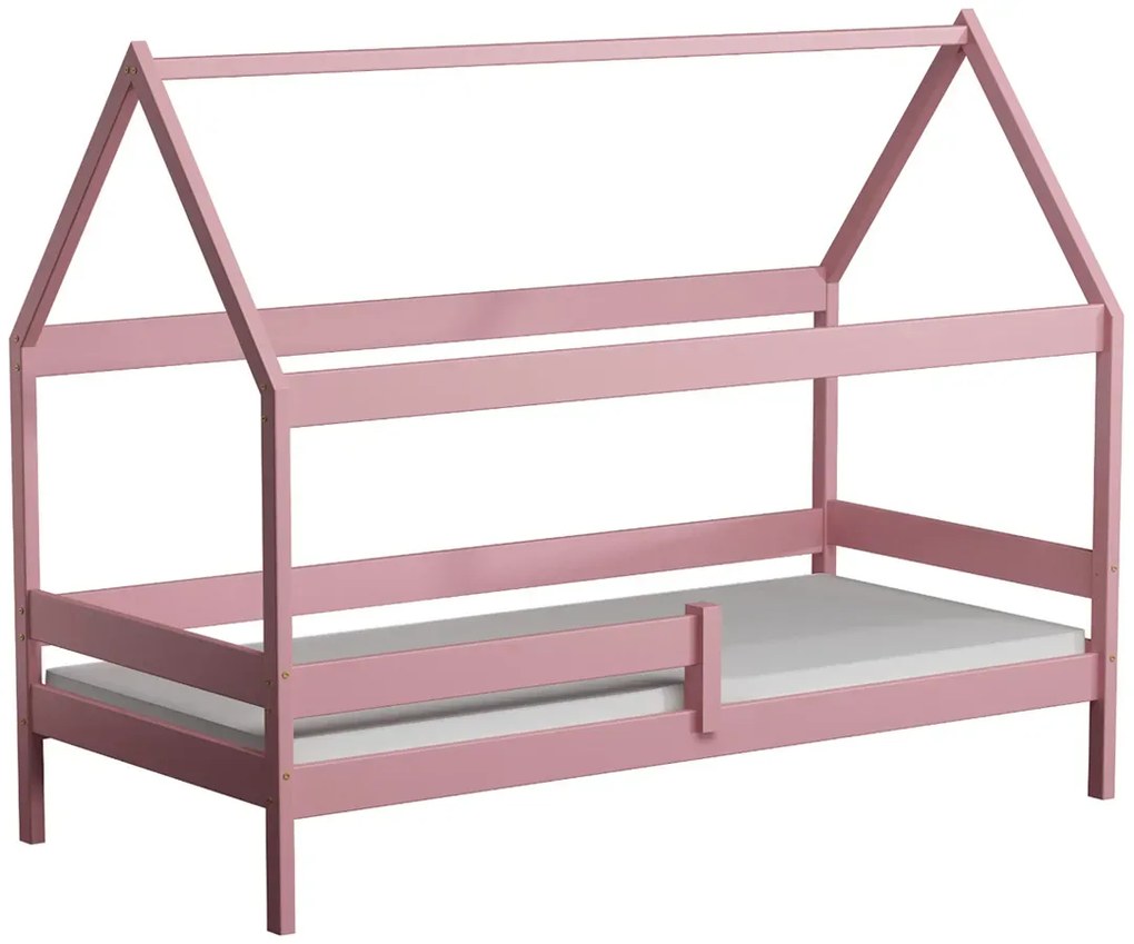 Różowe dziecięce łóżko ze stelażem i materacem 200x90 cm E4-C28