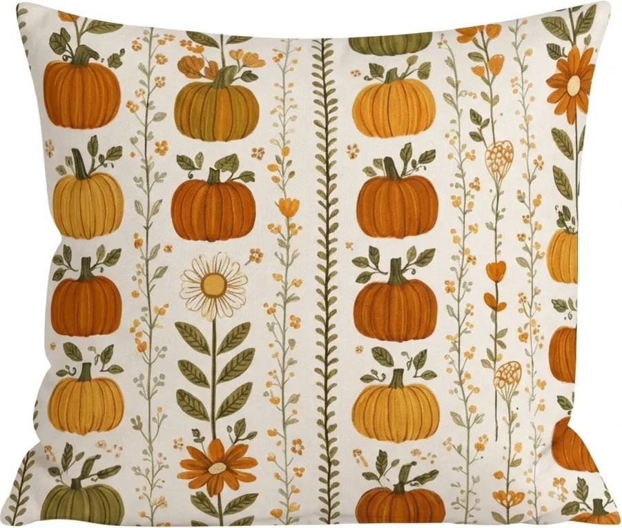 Flanelowa poszewka na poduszkę PUMPKIN LINES 45x45 cm, kolorowa