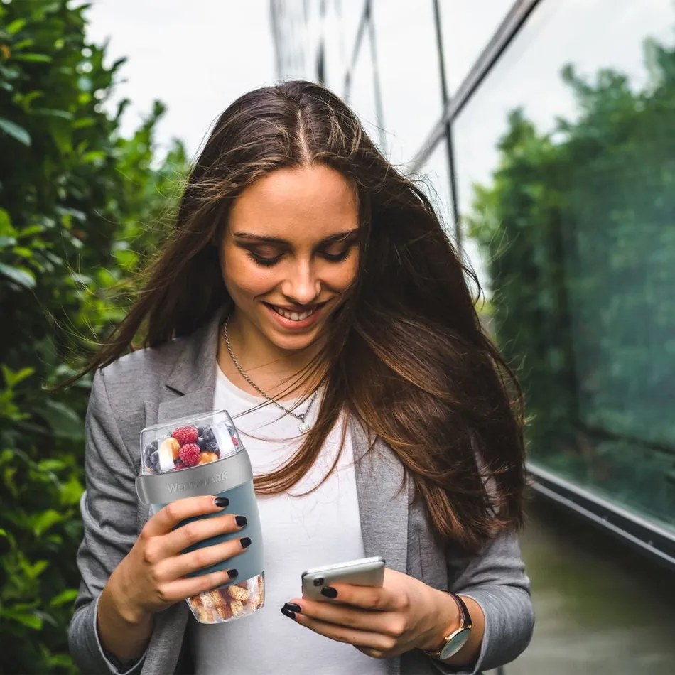 Westmark Trzyczęściowy pojemnik na żywność, 1150 ml, niebieski, L