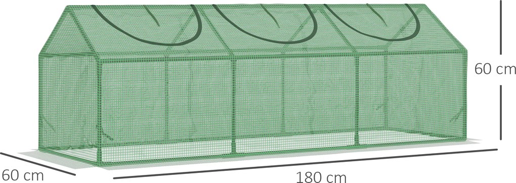 Outsunny Szklarnia z Okienkiem PE do Pomidorów Zielona Cieplarnia Skrzynia Inspekcyjna 119x60x60cm | Aosom PL
