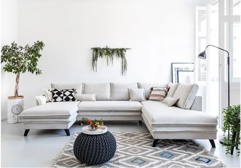 Beżowy rozkładany narożnik (prawostronny/w kształcie litery U) Charming Charlie – Miuform