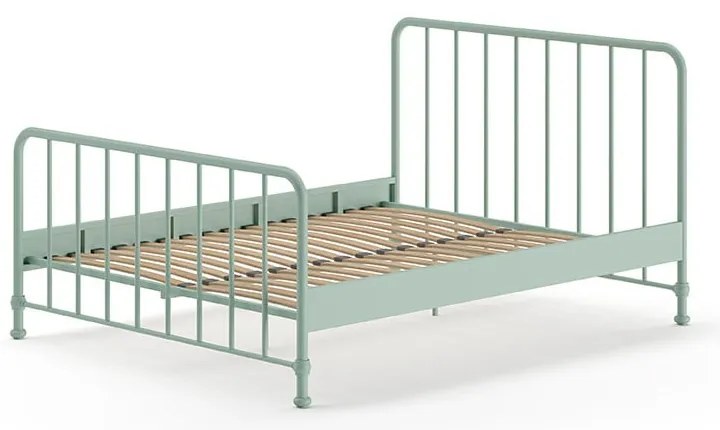 Zielone metalowe łóżko dwuosobowe ze stelażem 160x200 cm BRONXX – Vipack