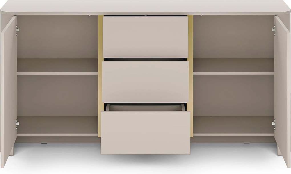 Komoda Sorrenti 168 cm z szufladami - kaszmir / złoty