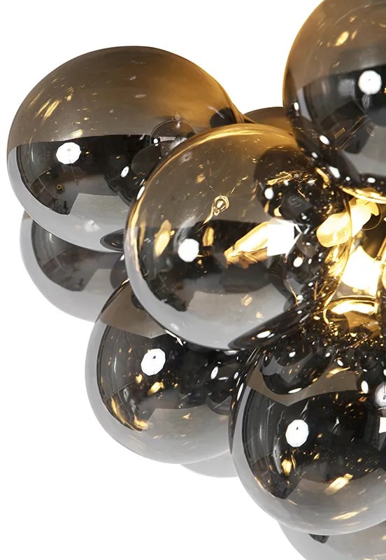Designerska lampa sufitowa czarna z przydymionym szkłem 6 świateł - UvasDesignerski Oswietlenie wewnetrzne