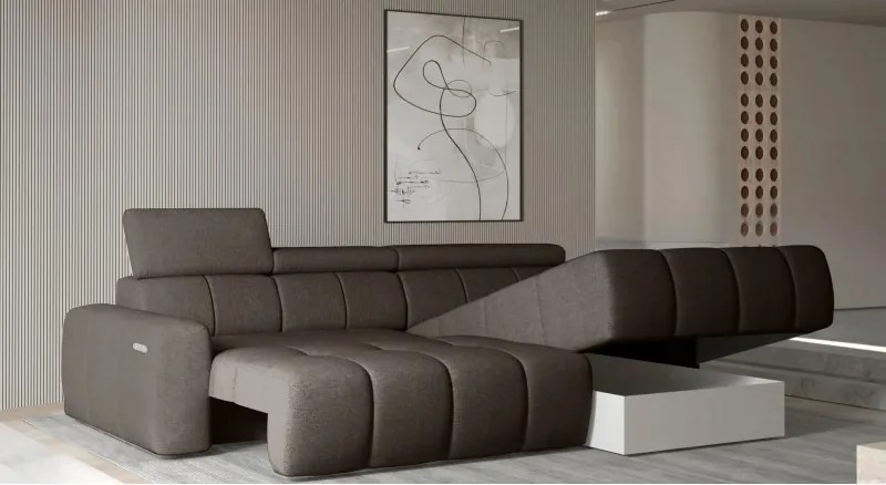 Narożnik ENZO S układ L z elektryczną regulacją siedziska Prawostronny z funkcją spania w ktaninie SORELLA 21 WERSAL