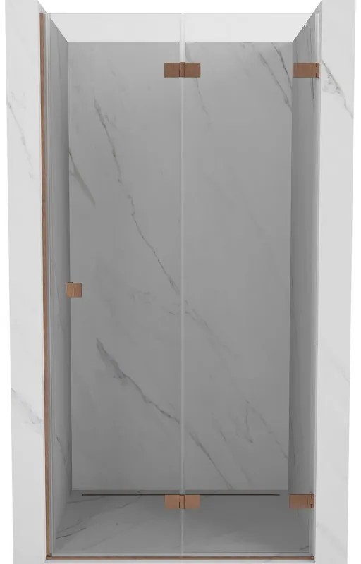 Mexen Lunar-F drzwi prysznicowe składane prawe 65 cm, transparent, miedź szczotkowana - 836-065-000-65-00-P