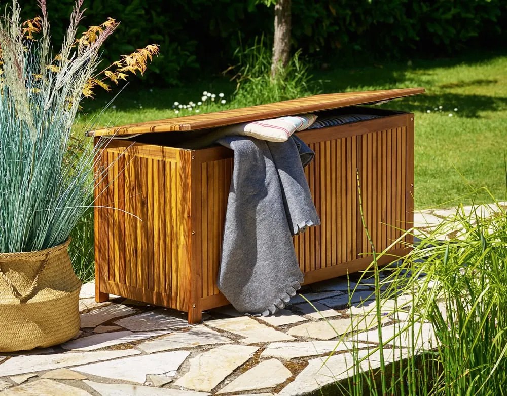 Jurhan Drewniana skrzynia ACACIA, 117x50x59cm, naturalny brąz