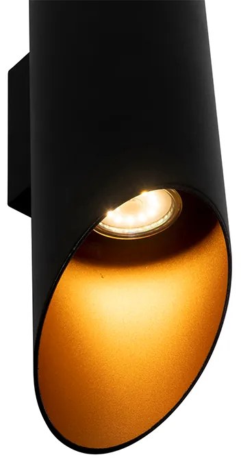 Nowoczesna lampa ścienna czarna ze złotym wnętrzem 9,6 cm - Organo Nowoczesny Oswietlenie wewnetrzne