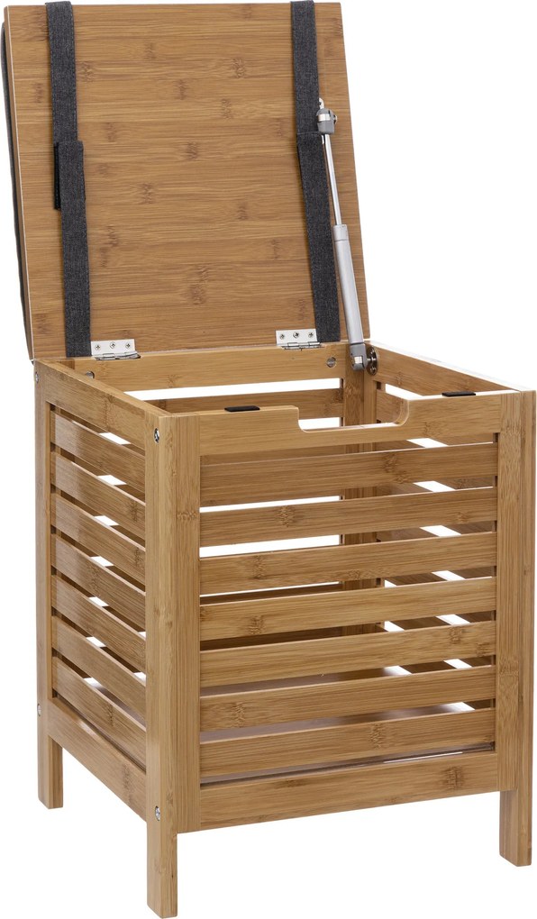 Stołek łazienkowy BAMBOO z koszem na pranie, 2w1