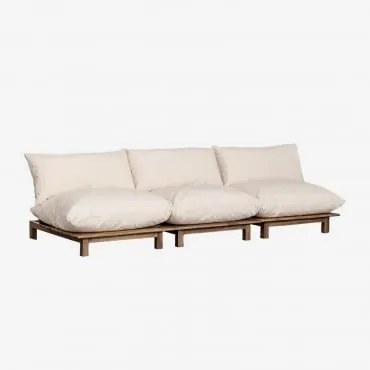 3-częściowa Modułowa Rozkładana Sofa Z Drewna Akacjowego Brina Kremowa - Sklum