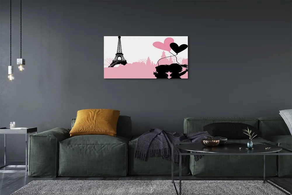 Obraz canvas na ścianę Serca nad Wieżą Eiffla