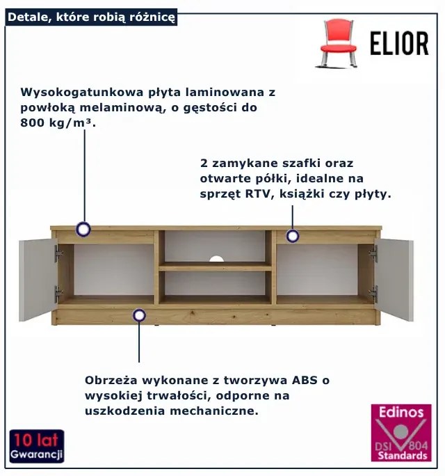 Szafka RTV pod telewiozor 120 cm dąb artisan + kaszmir M6-T55