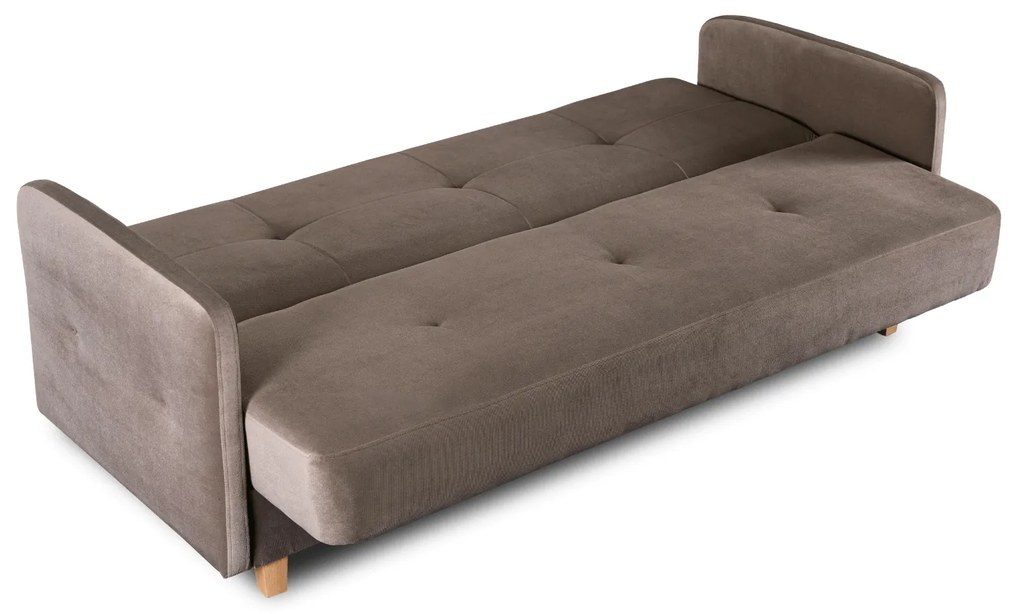 Sofa z Funkcją Spania CUBA Rozkładana Wersalka Dwuosobowa Beżowa Nowoczesna do Salonu