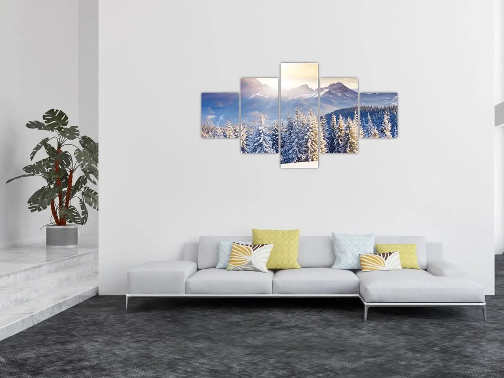 Obraz - Krajobraz górski zimą (125x70 cm)