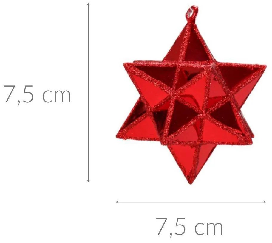 Przestrzenne gwiazdki z tworzywa sztucznego, 4 szt., Ø 7,5cm