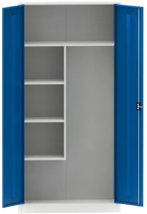 Uniwersalna szafka metalowa, 4 półki, 1950 x 1200 x 500 mm, niebieskie drzwi