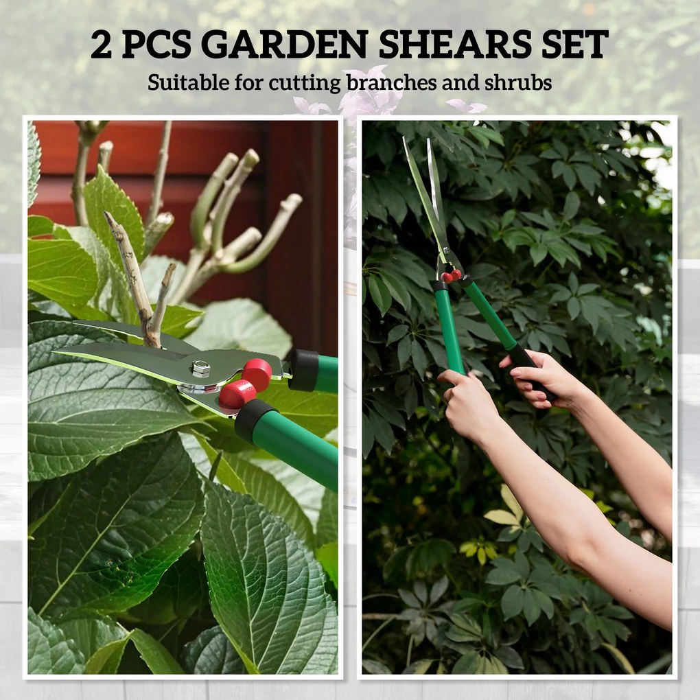 Outsunny Zestaw nożyc ogrodowych 2-częściowy, długość ostrza 40 cm, nożyce do gałęzi z powłoką nieprzywierającą