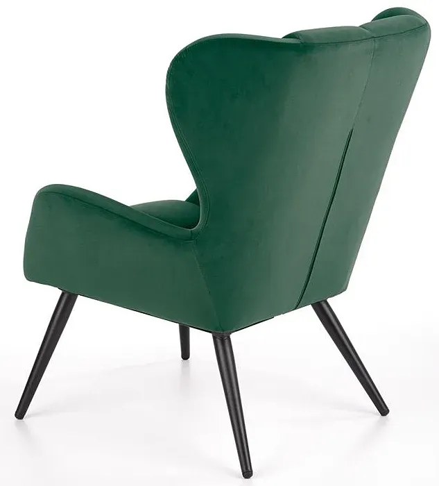 Zielony welurowy fotel uszak D6-F50