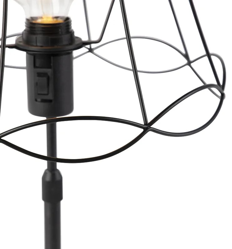 Lampa stołowa czarna z kloszem Granny 30 cm regulowana - PartePrzemysłowy Oswietlenie wewnetrzne