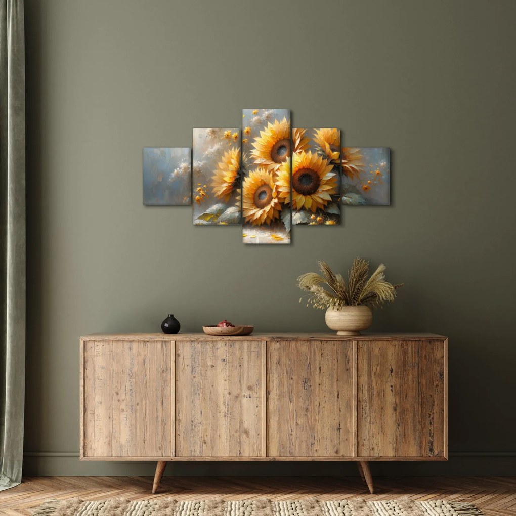 Obraz - Malowanie słoneczników (125x70 cm)
