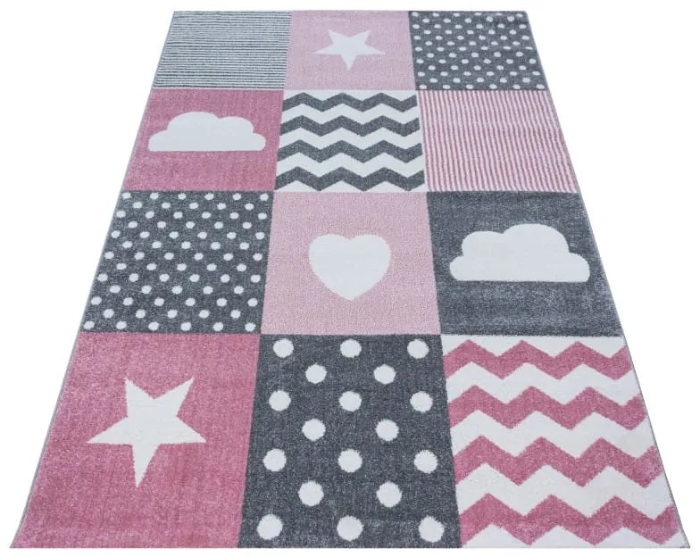 Dywan dziecięcy Kids Kwadraty różowy 120 cm x 170 cm