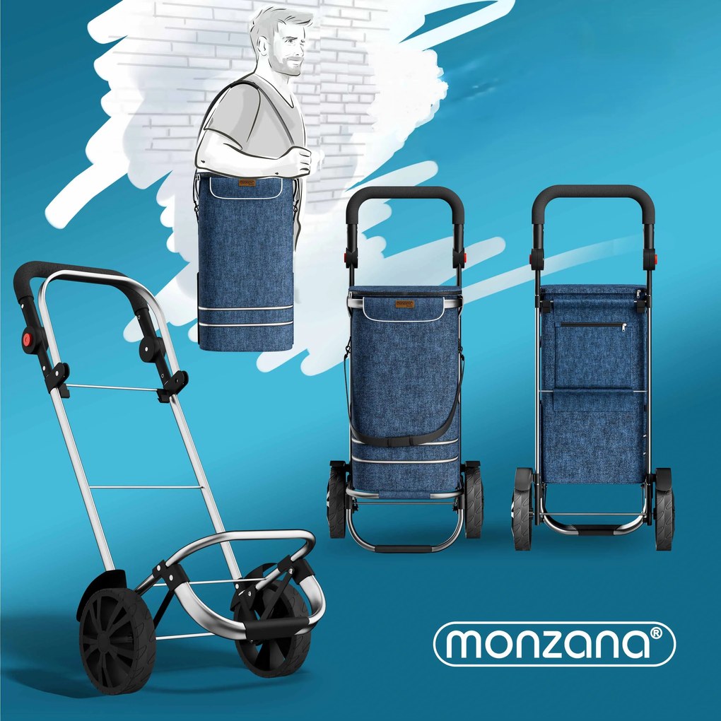 Monzana Torba na zakupy na kółkach EASY, 50l, niebieska