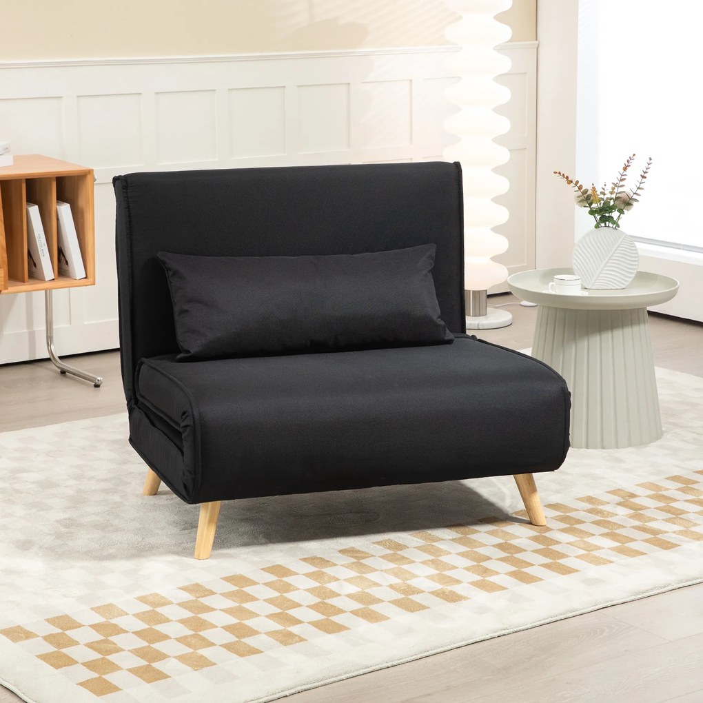 HOMCOM Fotel relaksacyjny z funkcją łóżka dla jednej osoby nowoczesny design do 350 kg czarny | Aosom PL