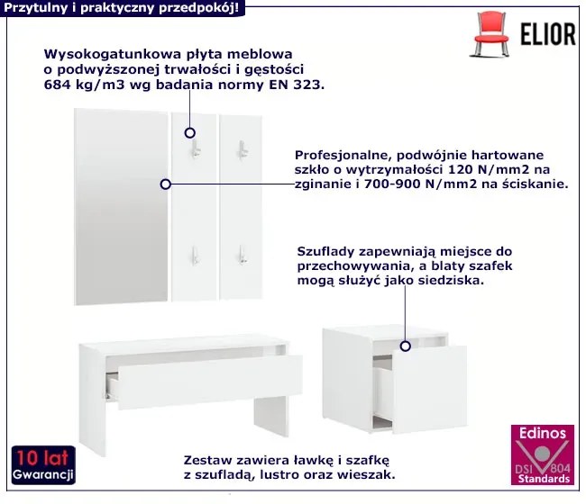 Biały nowoczesny zestaw mebli do przedpokoju G6-D88