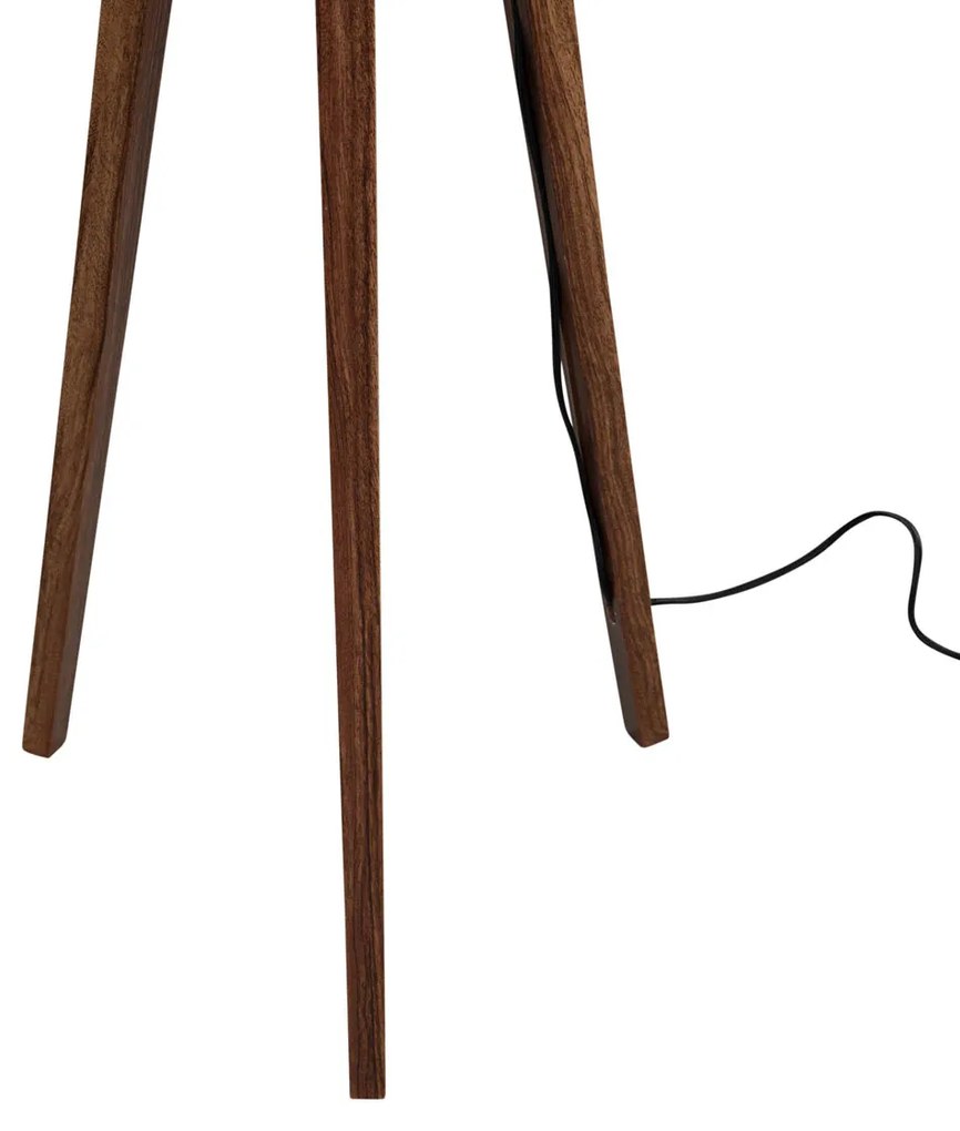 Lampa podłogowa na trójnogu z drewna orzechowego z zielonym aksamitnym abażurem 50 cm - Tripod Classic klasyczny/Antyczny Oswietlenie wewnetrzne