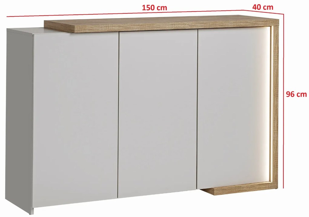 Komoda DASAR 150 3D dąb artisan/kaszmir FURNIVAL