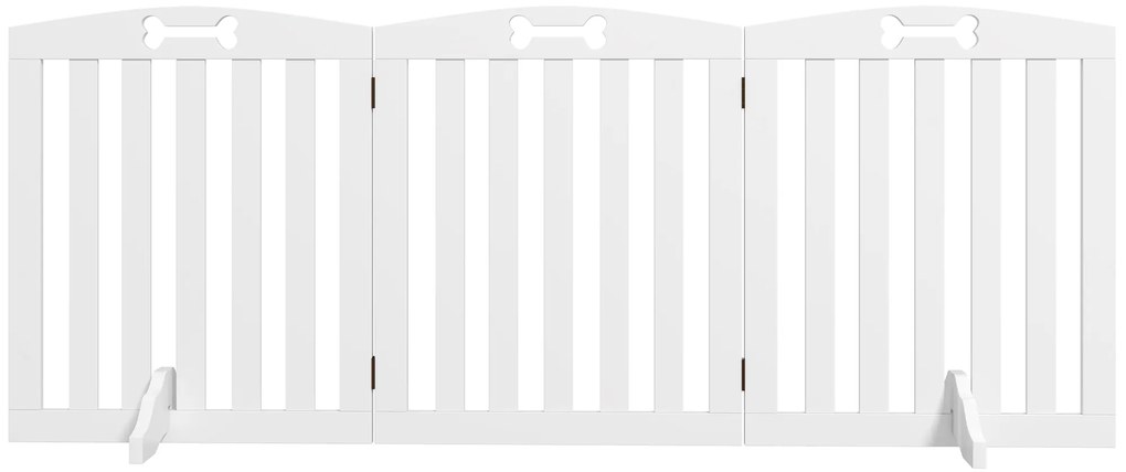 PawHut Wolnostojąca barierka dla psów z stabilnymi stopami, na korytarz, schody, 155 x 30 x 61 cm, Biała