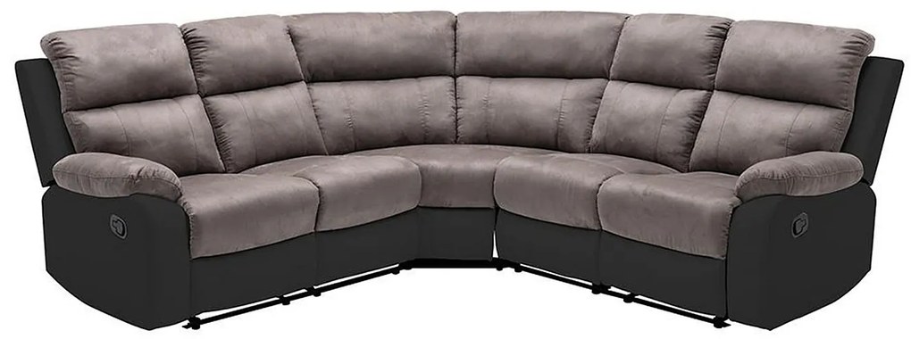 Kanapa narożna z funkcją relax szaro-czarna z mikrofibry i ekoskóry TOLZANO