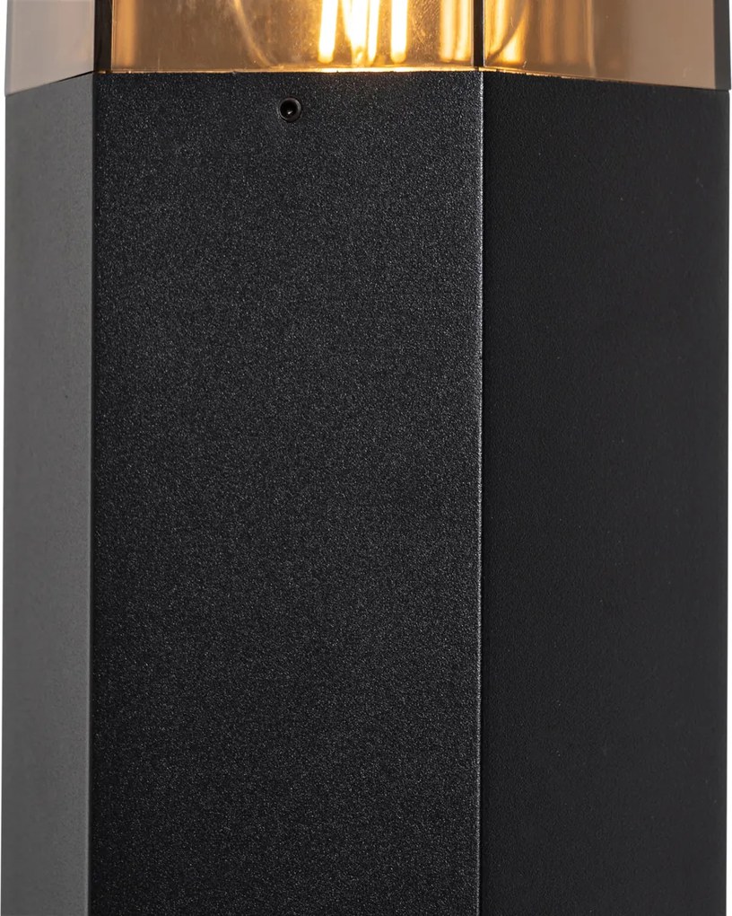 Lampa podłogowa zewnętrzna czarna z kloszem w kolorze dymu o sześciokątnym kształcie 30 cm - Denmark