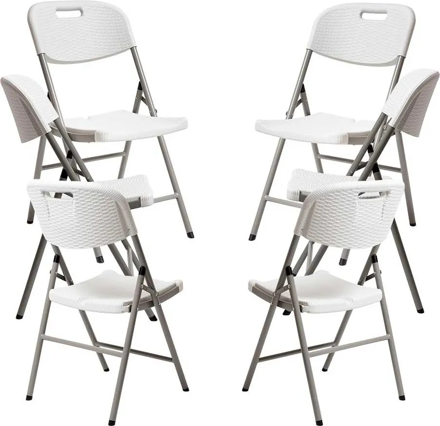 Zestaw 6 Skadanych Krzese Ogrodowych Resin Efekt Rattanu