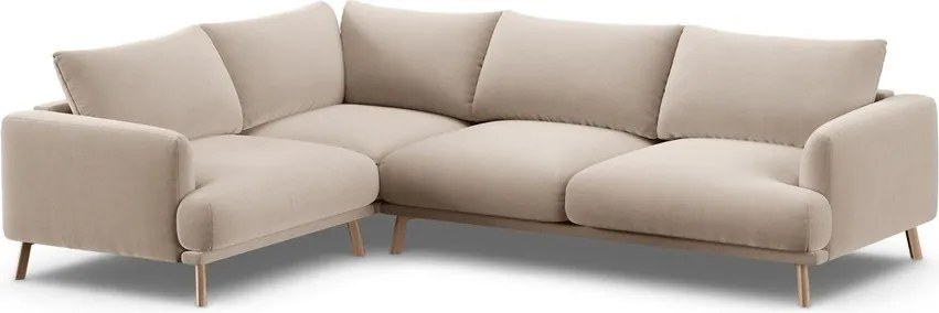Beżowy aksamitny narożnik (lewostronny/w kształcie litery L) Naomi – Micadoni