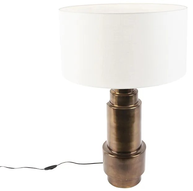 Lampa stołowa art deco brąz klosz biały 50cm - Bruut ArtDeco Oswietlenie wewnetrzne